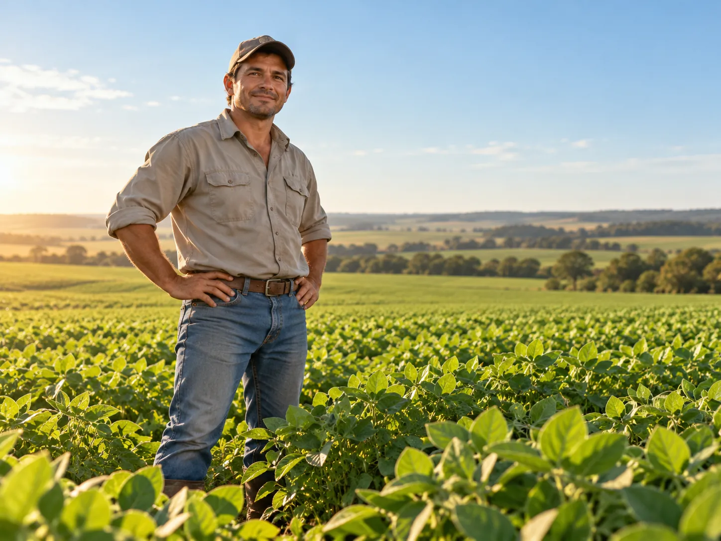 Productor en un campo de cultivo